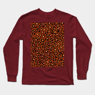 Brown and Red Leopard Spot Print Long Sleeve T-Shirt